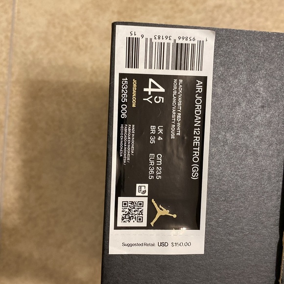 Air Jordan 12 Retro GS 'Playoff' KIDS 4 / 5 Y - Picture 8 of 8